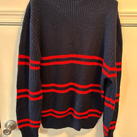 Vintage Edison Men’s Red And Blue Sweater 80s - Picture 3 of 6